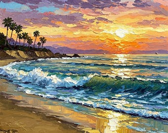 Laguna Beach Oil Painting California Original Canvas Impasto Seascape Art by ArtElenaBerezina