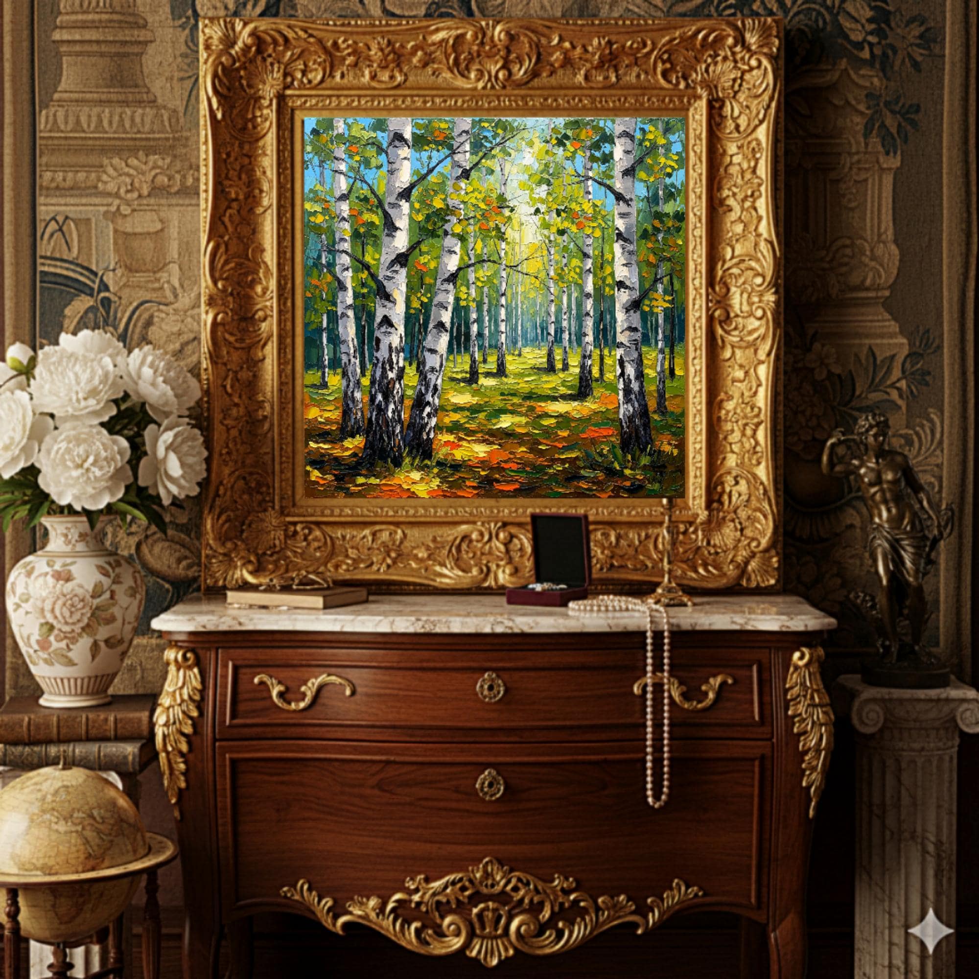 Vermont Birch Tree Painting Original Oil Vermont Fall Landscape
