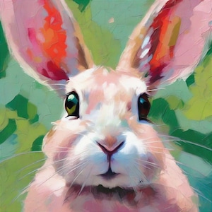 Rabbit Painting Bunny Original Art Hare Oil Painting Animal Wall Art Cute Bunny Artwork 6 x 6, 8 x 8, 10 x 10, 12 x 12 inches Gift Painting