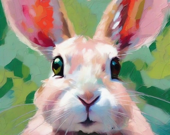 Rabbit Oil Painting Original Animal Wall Art by ArtElenaBerezina