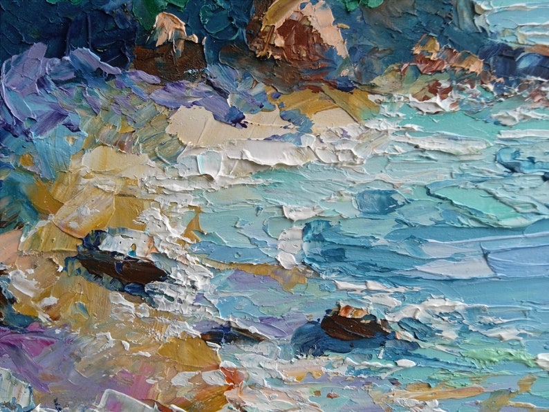 Oahu Hawaii Painting Palm Trees Original Art Seascape Impasto Oil Painting Oahu Wall Art 6 x 8 inches Gift Painting