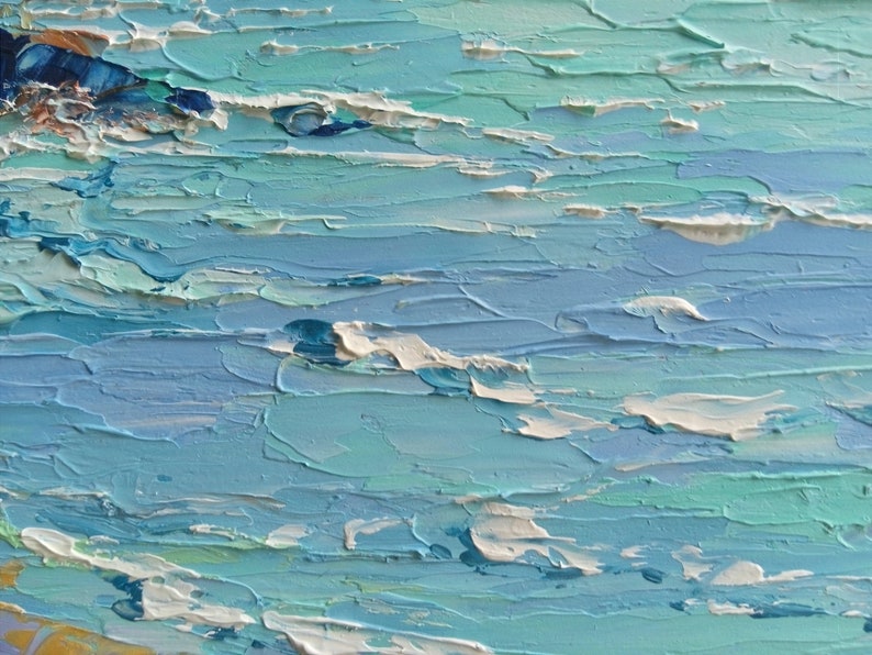 Oahu Hawaii Painting Palm Trees Original Art Seascape Impasto Oil Painting Oahu Wall Art 6 x 8 inches Gift Painting