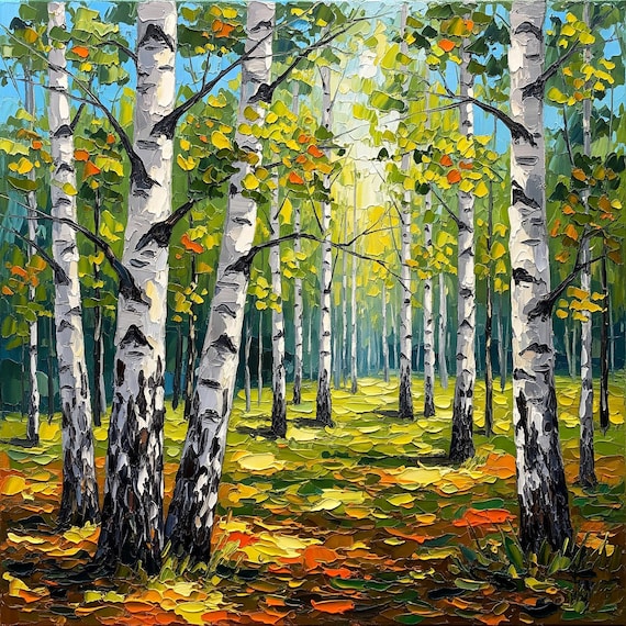 Vermont Birch Tree Painting Original Oil Vermont Fall Landscape