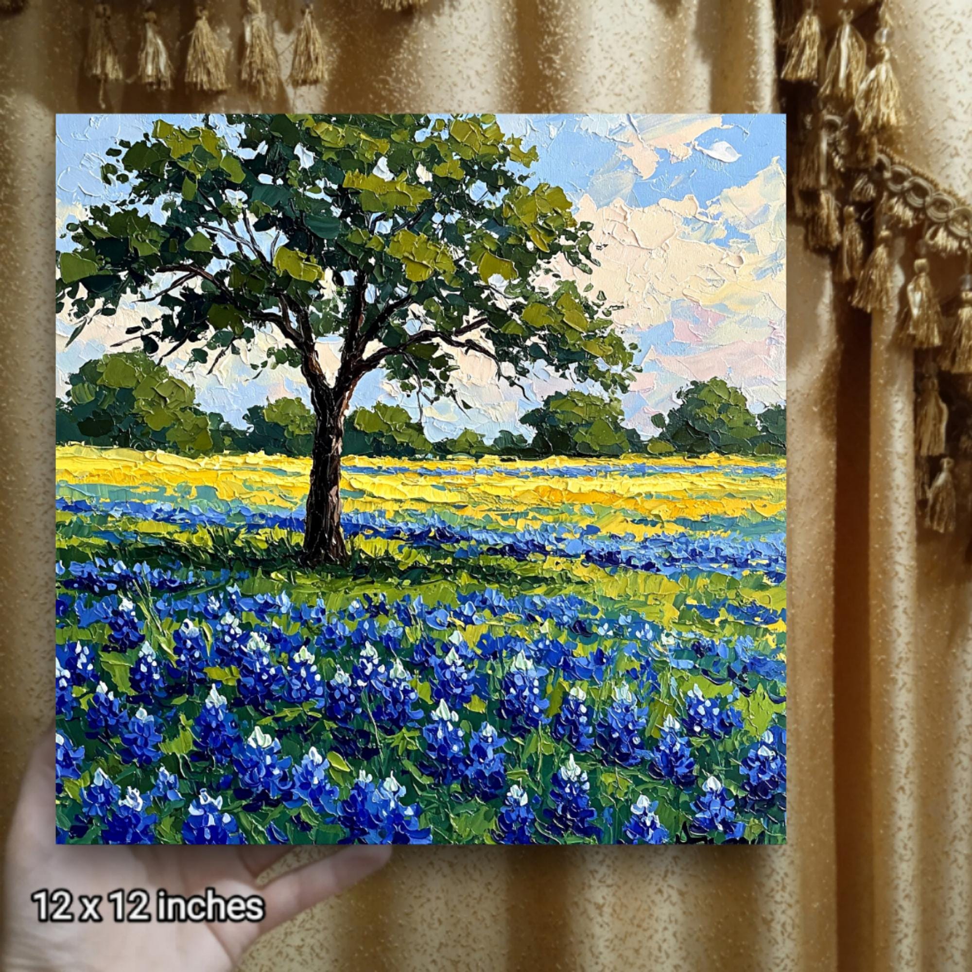 Bluebonnet Original Impasto Oil Painting Texas Wildflower