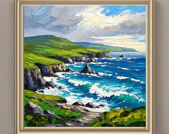 Ireland Painting Original Oil Impasto Landscape Art Ocean by