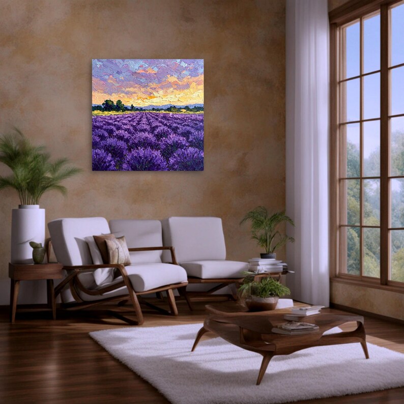 Tuscany Lavender Field Original Oil Painting Impasto Art Canvas by ...