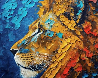 Original Lion Oil Painting Original African Animal Portrait Art Canvas by ArtElenaBerezina