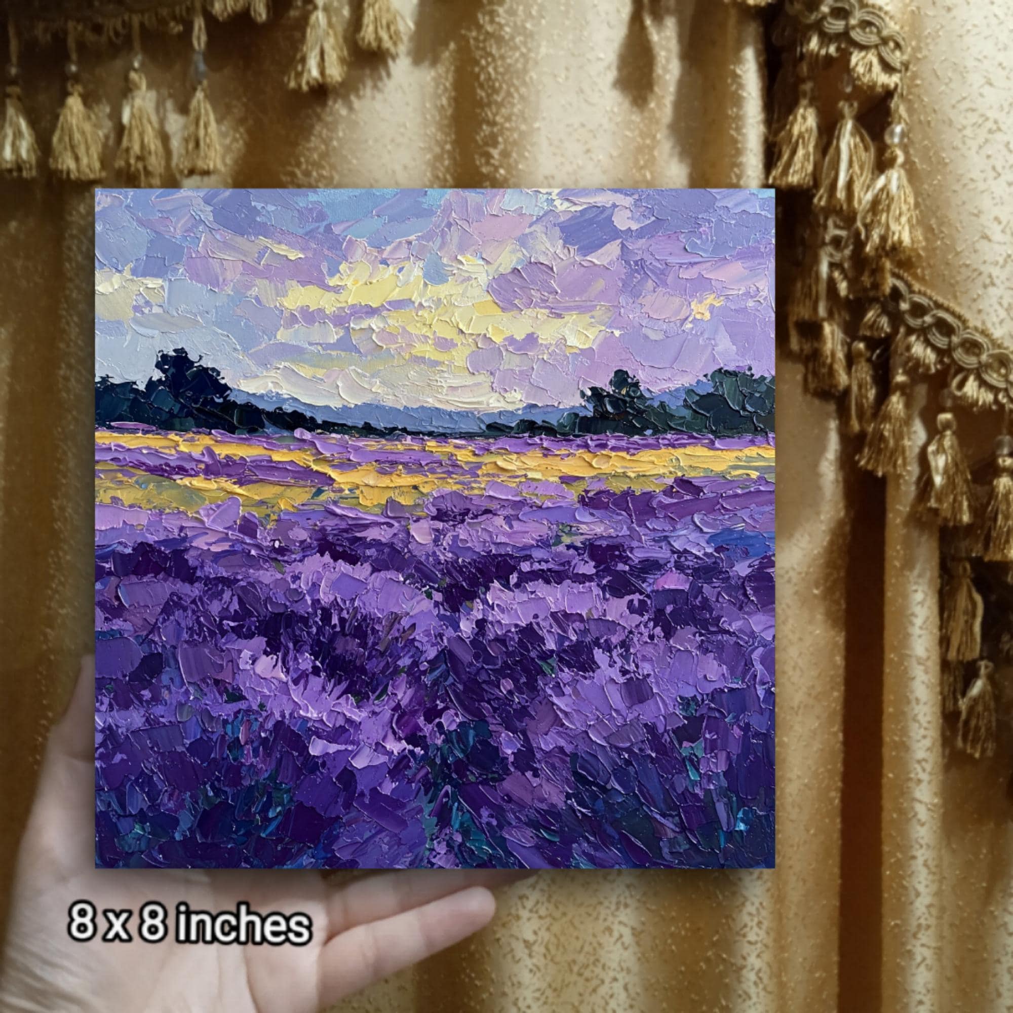 Tuscany Lavender Field Oil Painting Original Impasto Meadow Landscape ...