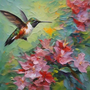 Hummingbird Painting Bird Original Oil Art Animal Artwork Hummingbird Wall Art Impasto Personalized Gifts by ArtElenaBerezina