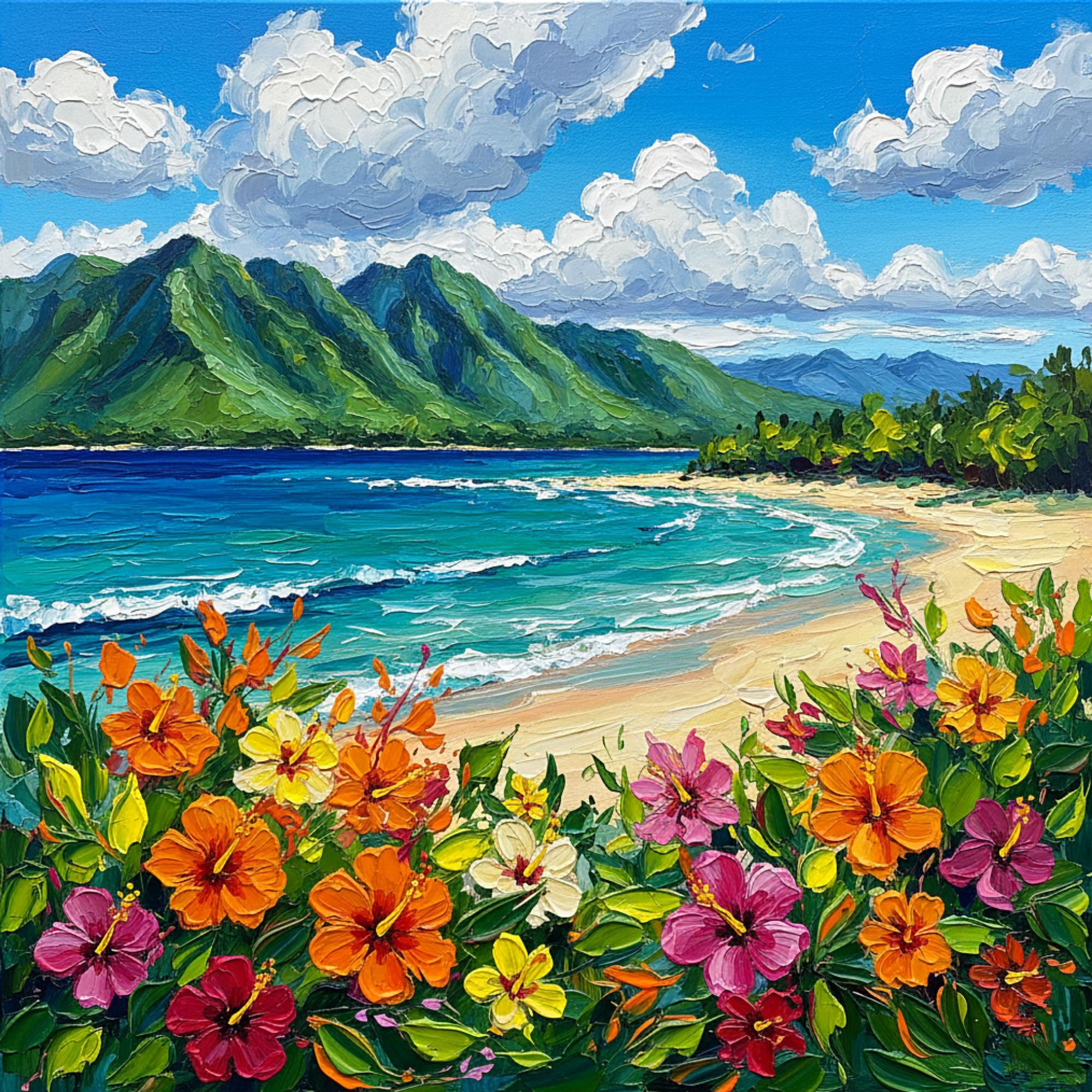Oahu Seascape Oil Painting Original Hawaii Beach Palm Art Canvas by ...
