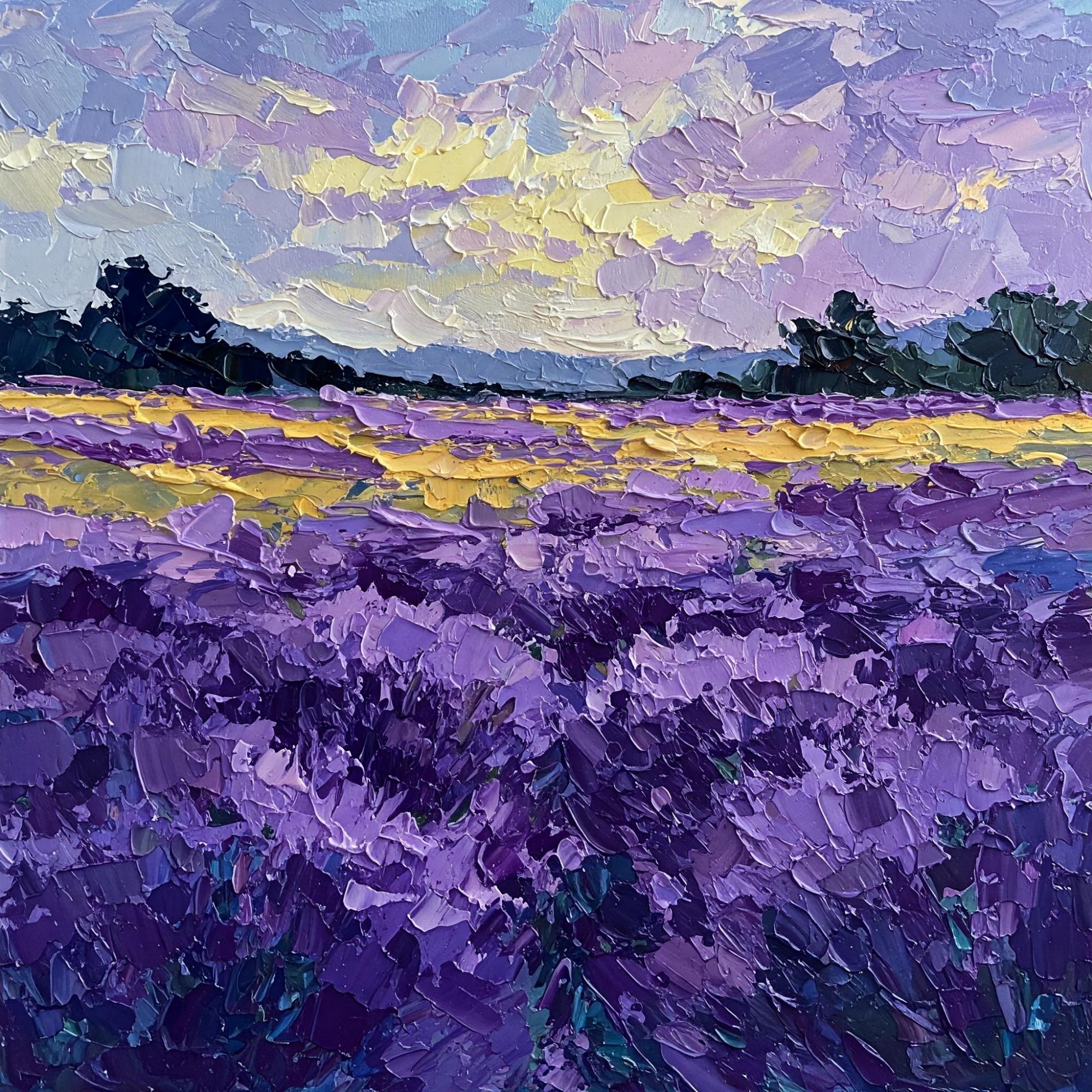 Tuscany Lavender Field Oil Painting Original Impasto Meadow Landscape ...