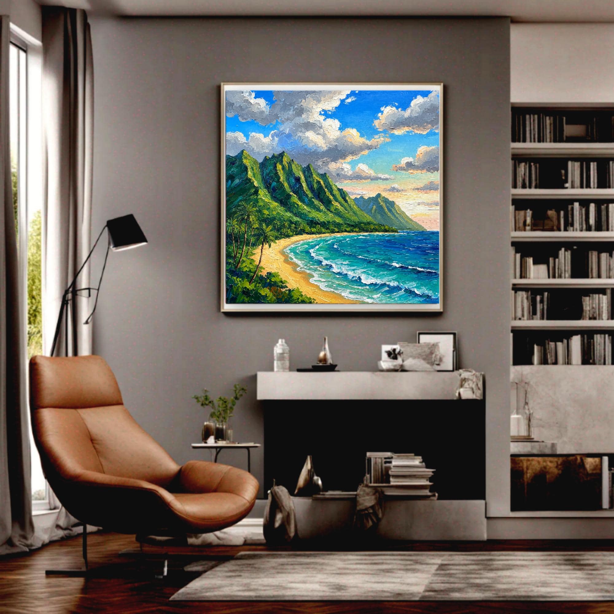 Oahu Seascape Oil Painting Original Hawaii Beach Palm Art Canvas by ...