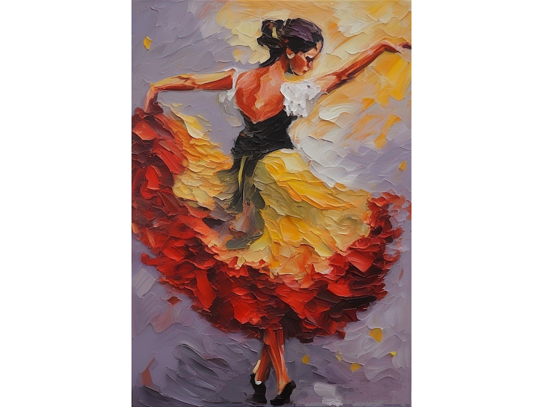 Flamenco Dance Painting Original Oil Art Spanish Dancer Impasto