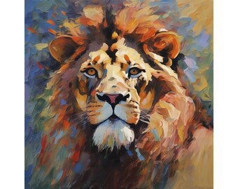 Lion Painting African Animal Original Oil Artwork on Canvas by ArtElenaBerezina
