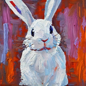 Bunny Painting Rabbit Original Art Hare Oil Painting California Have Art Animal Wall Art Cute Artwork Custom Gift Painting