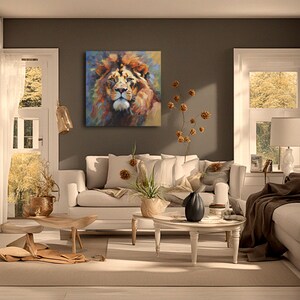 Lion Painting African Animal Original Art Lion Face Animal Hand Painted Cat Portrait Lion Wall Art Oil Canvas Custom Gift Painting