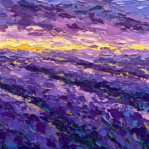 Lavender Painting Abstract Canvas Original Oil Art Tuscany Meadow Painting Landscape Italy Artwork Impasto by ArtElenaBerezina