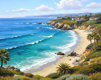 Laguna Beach Oil Painting California Original Canvas Realistic Seascape Art Custom