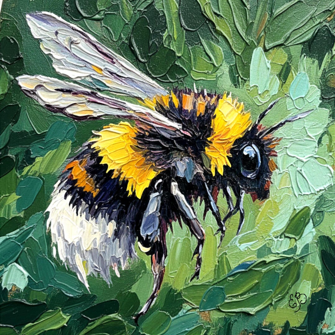Bee Painting Insect Original Impasto Oil Art Animal Artwork by ...