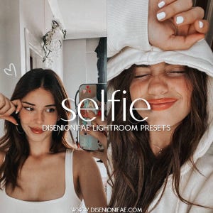 5 SELFIE Lightroom Presets for Mobile and Desktop, Self-Portrait, Makeup Preset, Blogger, Influencer, Instagram, Vsco Filter, Photo Editing