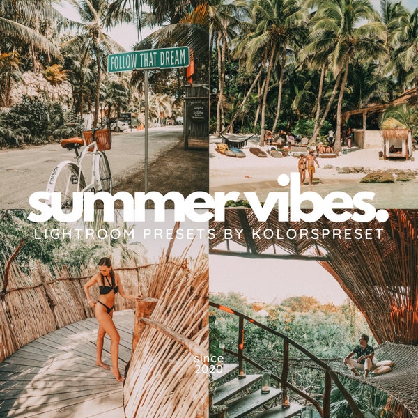 5 SUMMER VIBES Lightroom Presets for Mobile and Desktop, Tropical, Tulum, Vibrant, Photo Editing for Travel Blogger, Aesthetic, Nature, VSCO