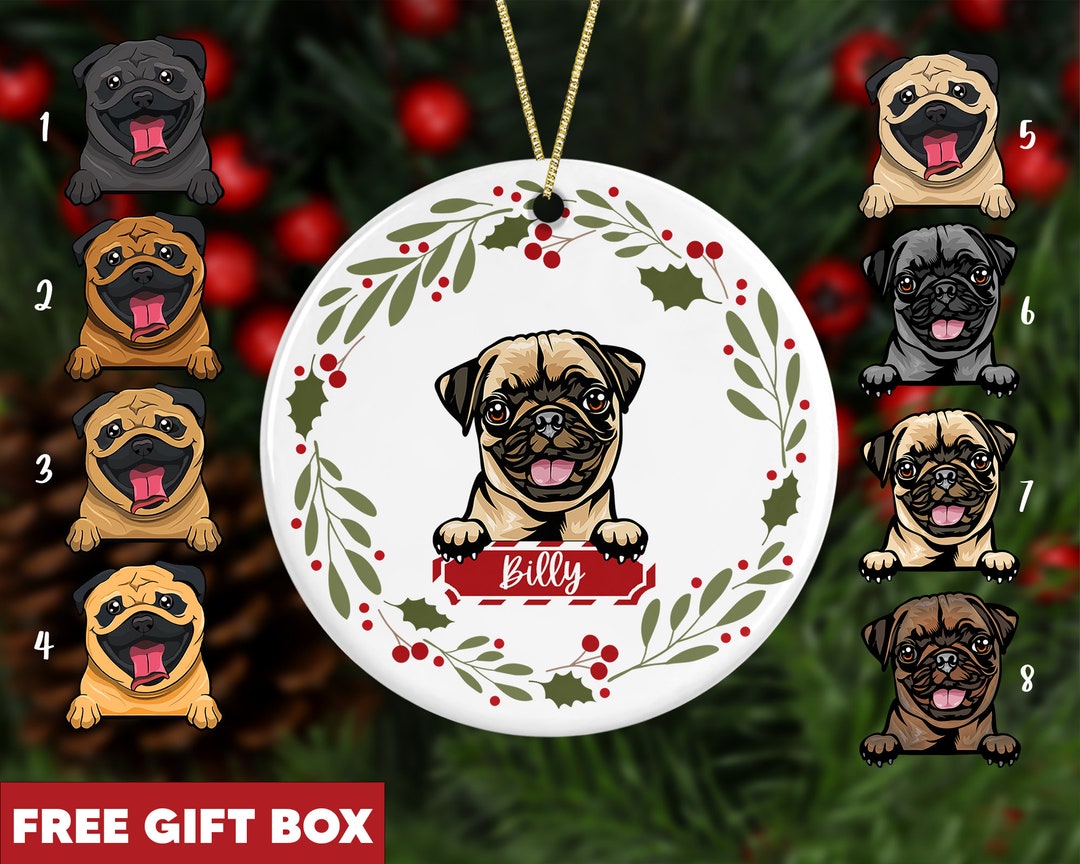 Pug Christmas Ornament 