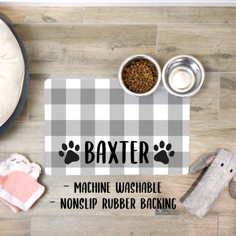 Personalized Pet Bowl Mat Grey Pet Mat Custom Pet Mat Pet Etsy