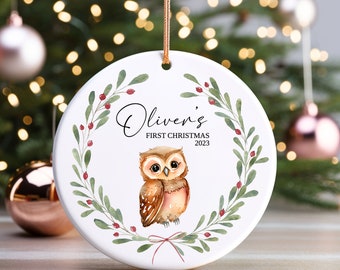 Première décoration de Noël de bébé 2023 - Décoration de bébé - Décoration de Noël hibou personnalisée