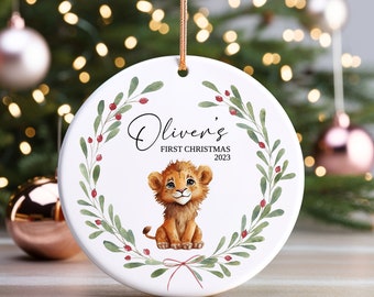 Baby's First Christmas Ornament 2023 - Baby Ornament - Personalized Baby Lion Christmas Ornament - Boy - Girl