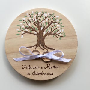Portafedi in legno/portafedi in legno con incisione/ portafedi rustico/cuscino fedi in legno/portafedi personalizzato