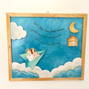 Quadro in legno-quadro pop up-quadro personalizzato- regalo nascita-regalo battesimo-quadro nascita-idea regalo neo genitori
