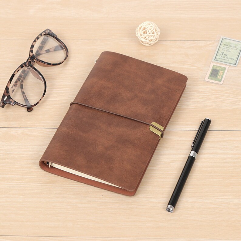 Free Engraving Free Shipping Leather Writing/Sketching Personalized Journal Notebook Vintage Style Brown