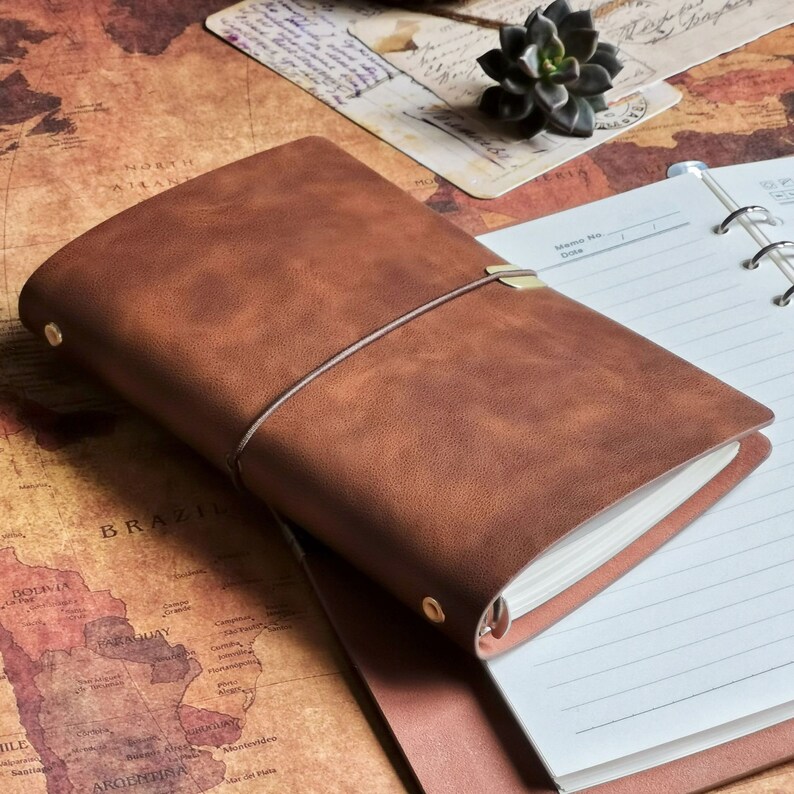 Free Engraving Free Shipping Leather Writing/Sketching Personalized Journal Notebook Vintage Style image 1