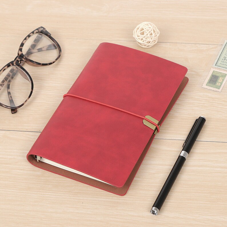 Free Engraving Free Shipping Leather Writing/Sketching Personalized Journal Notebook Vintage Style Red