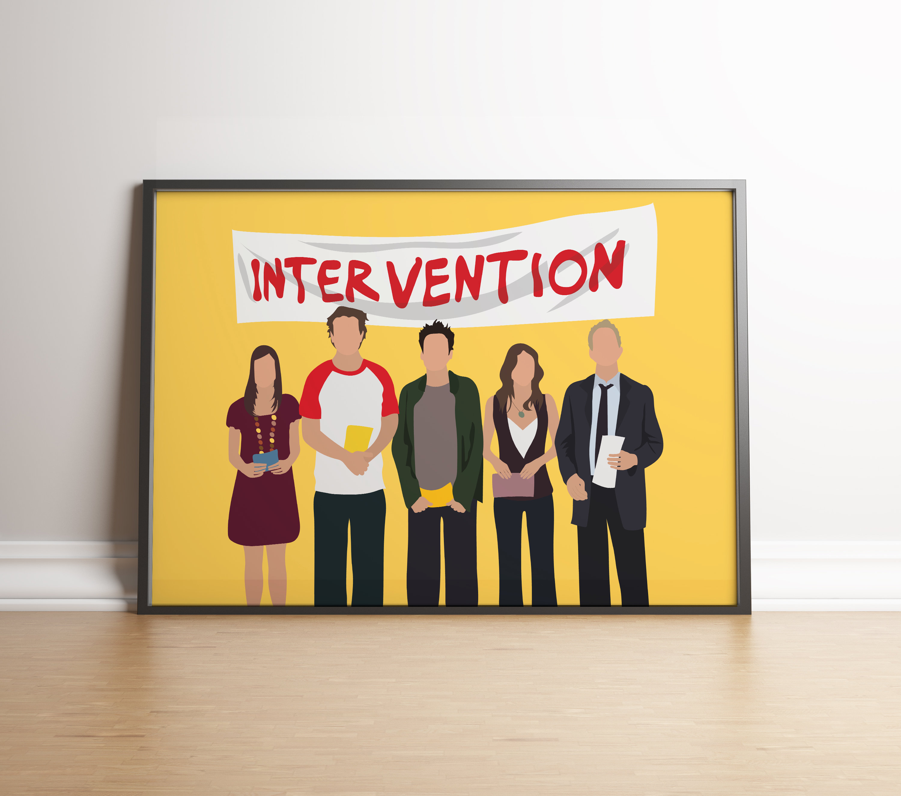 How I Met Your Mother Digital Poster Print, HIMYM Wall Art, HIMYM Intervention Illustration, Ted