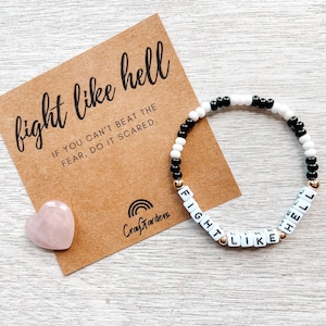 Fight Like Hell Bracelet, Breast Cancer Awareness Bracelet, Cancer Survivor Gift, Healing Journey, Mental Health Gift, Gift for BFF