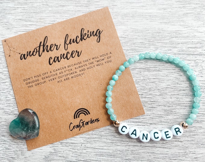 Cancer Gifts, Funny Cancer, Cancer Jewelry, Cancer Bracelet for Women, Zodiac Gift, Zodiac Jewelry, Zodiac Necklace