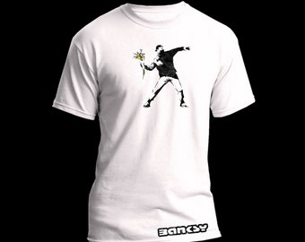 Banksy T-Shirt, Flower Thrower, Banksy Logo, Banksy Throwing Flowers, Banksy Tshirt, Banksy Shirt, Banksy Flowers, Banksy Rage Shirt,