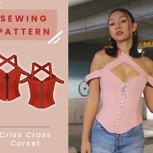 Criss-Cross Corset Digital PDF Sewing Pattern // US Size 00-14 // Téléchargement instantané avec 4 tailles imprimables