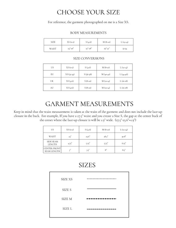 Corset Belt Digital PDF Sewing Pattern // US Size 0-14 XS-L