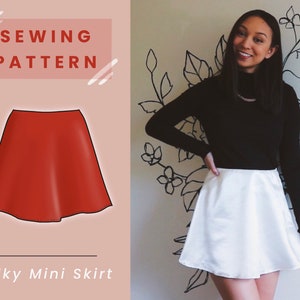 Silky Mini Skirt Digital PDF Sewing Pattern // US Size 00-14  // Instant Download with 4 Printable Sizes + Video Tutorial