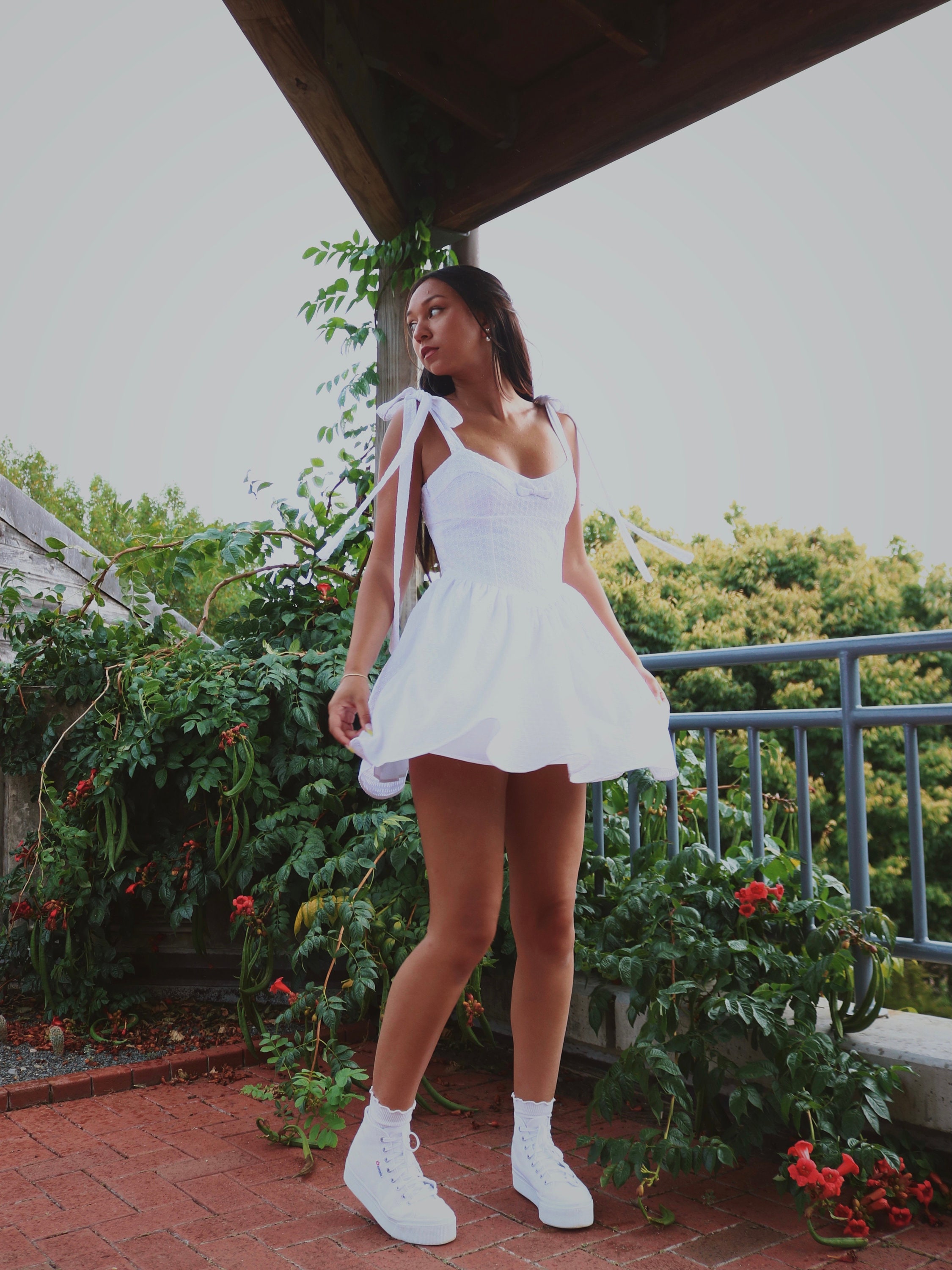 white cottage dress Cotton Retro House - Dress The use of high White Vestido Blanco Cottagecore White
