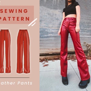 Leather Pants Digital PDF Sewing Pattern // US Size 00-14 // Instant Download with 4 Printable Sizes // With AND Without Pockets