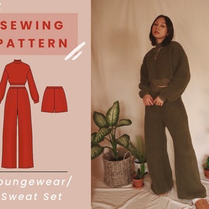 Loungewear/Sweat Set Digital PDF Sewing Pattern // Size XS-XL // Instant Download with 4 Printable Sizes