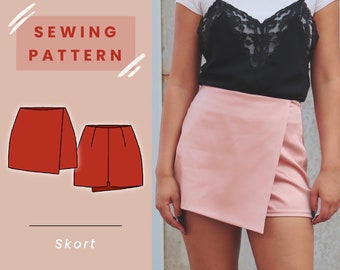 Skort Digital PDF Sewing Pattern // US Size 00-14 // Instant Download with 4 Printable Sizes