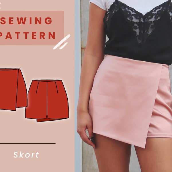 Skort Digital PDF Sewing Pattern // US Size 00-14 // Instant Download with 4 Printable Sizes
