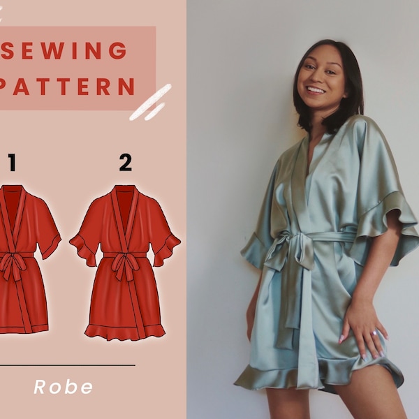 Robe Digital PDF Sewing Pattern (2 Styles: Plain and Flounce) // Size XS-XL // Instant Download with 4 Printable Sizes