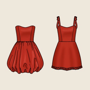 Bubble Dress en A Line Ruffle Dress Digitale PDF Naaipatroon // Amerikaanse maat 00-14 afbeelding 10