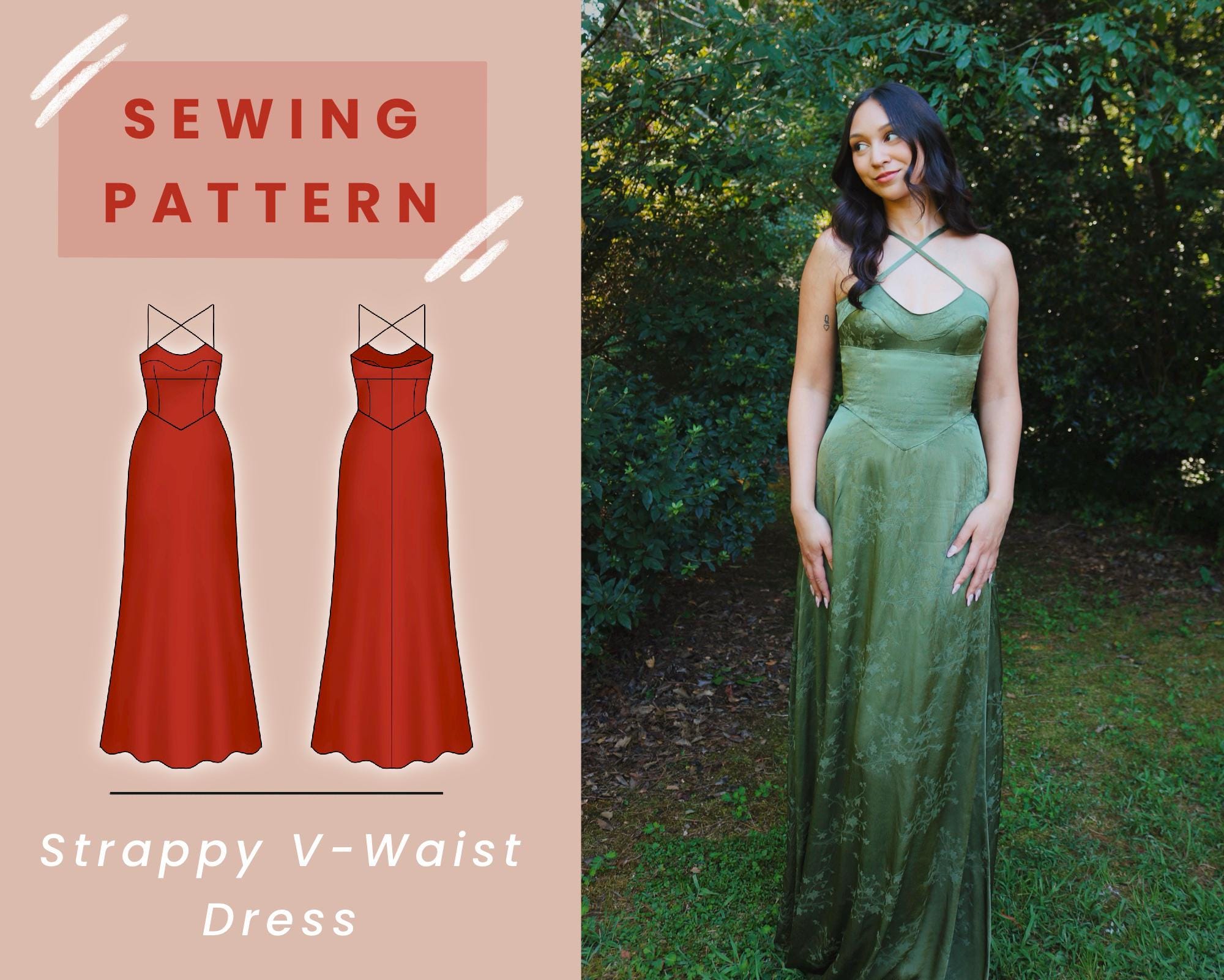 Strappy V-waist Dress PDF Sewing Pattern // US Size 00-20 // Instant Download With 4 Printable Sizes - Etsy Strappy V-waist Dress PDF Sewing Pattern // US Size 00-20 // Instant Download With 4 Printable Sizes - Etsy