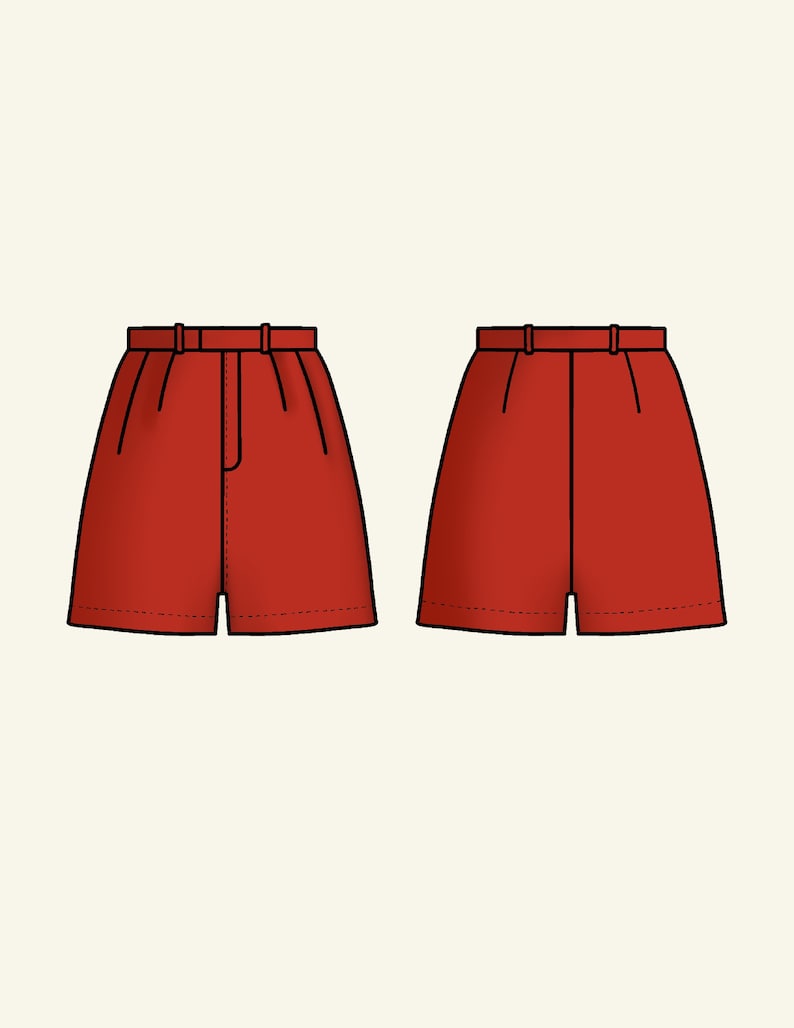 Wide Pleated Shorts High Waisted Digital PDF Sewing Pattern // US Size 00-14 // Instant Download with 4 Printable Sizes image 7